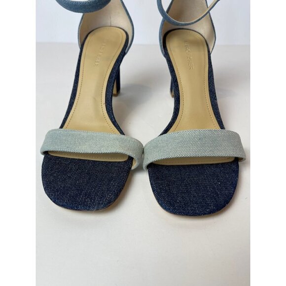 Marc Fisher Navy Blue Denim Ankle Strap High Heels Size 10 - Picture 5 of 11